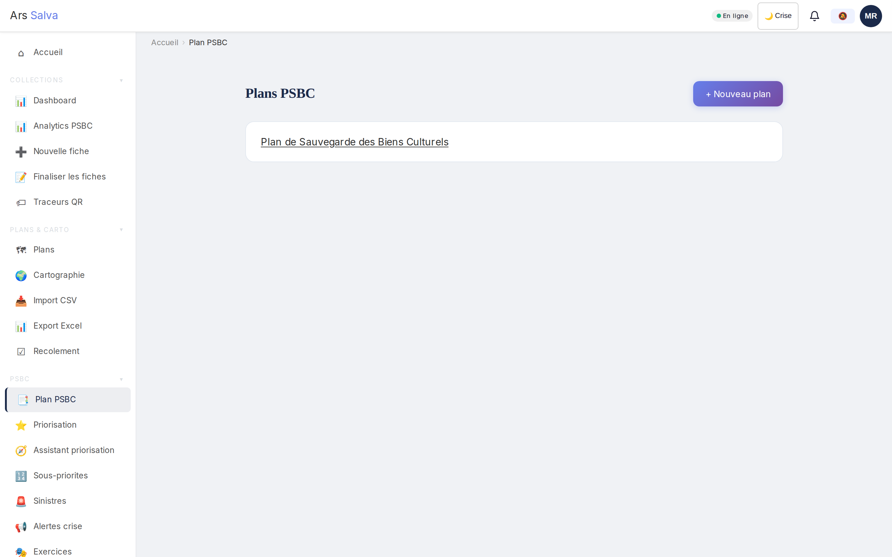 Plan interactif avec compartiments et zones d'évacuation