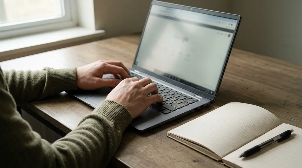Personne suivant une formation en ligne sur ordinateur portable